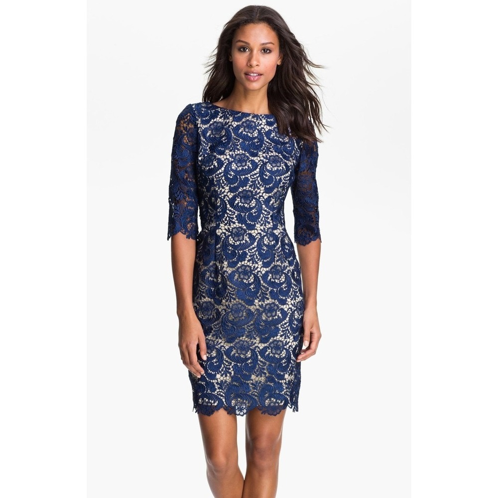 Eliza J Collection Royal Blue Lace Sheath Dress | Size‎ 6 | Cocktail Dress